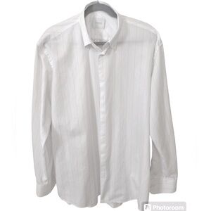 Forrest Lennard white button down blue pin striped shirt.  Size XL